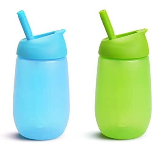 Munchkin® Simple Clean™ Toddler Straw Cup, 10 Ounce, 2 Pack, Blue/Green