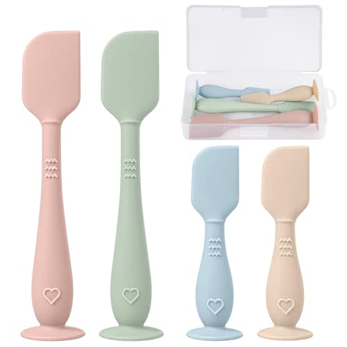 4-Pack Diaper Cream Spatula with Travel Case, Soft Baby Butt Spatula – Silicone Butt Paste Spatula, Convenient Diaper Spatula, Ideal Baby Shower Gift