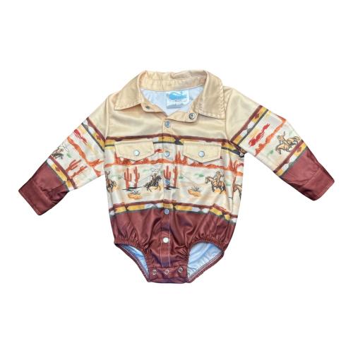Baby Boys' Shea Baby Desert Cowboy Pearl Snap Long Sleeve Onesie