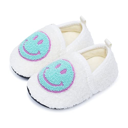 UCUHNB Kids Slippers Toddler Smile Face House Slippers Indoor Home Non-Slip Rubber Sole Shoes Warm Cozy Socks