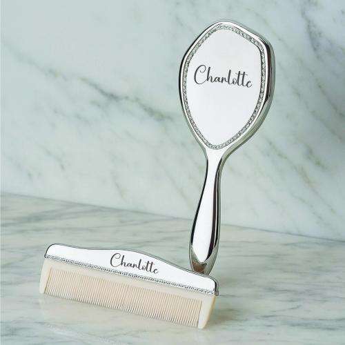 Personalized Silver-Plated Baby Brush & Comb Set • Engraved Newborn Gift • Custom Baby Shower Keepsake • Baptism or Christening Gift