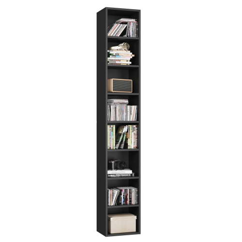 Homfa 8-Tier Wood Bookcase, 71'' Tall Storage Cube Organizer with Adjustable Shelves, Black