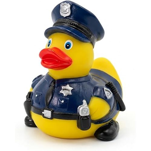 3" Rubber Duck [Sealed Hole, Floats Upright] - Baby Safe Bathtub Bathing Toy - Police Rubber Duck