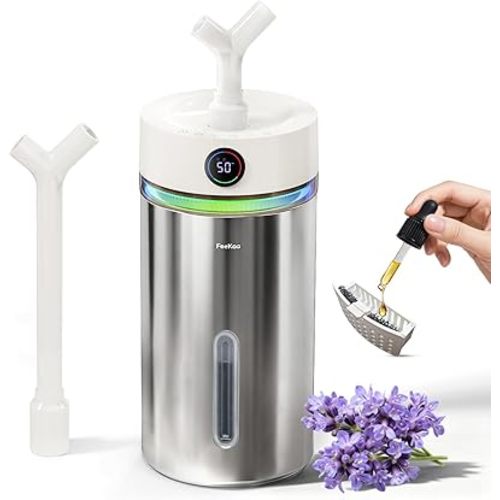 Feekaa Stainless Steel Humidifier Dishwasher Safe, 6L/1.6Gal Cool Mist Humidifiers for Bedroom, Easy to Clean Humidifier Large Room with Diffuser, Humidifiers for Baby Nursery Living Room Office Plant