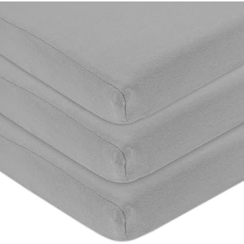 American Baby Company 3 Pack 100% Natural Cotton Fitted Pack and Play Sheets 39" x 27" - Soft & Breathable Pack N Play Sheets for Playard & Mini Crib Mattress, Gray, for Boys & Girls