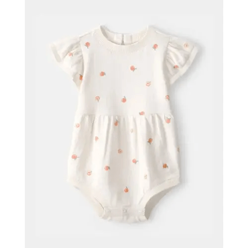 Baby Girl Peach Romper - Ivory | Carter's