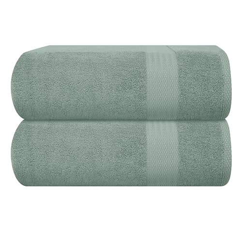 GLAMBURG Premium Cotton Oversized 2 Pack Bath Sheet 35x70-100% Pure Cotton - Ideal for Everyday use - Ultra Soft & Highly Absorbent - Machine Washable - Jade