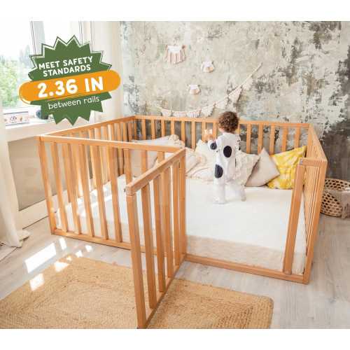 Bed with Extra Protection, Nursery bed, Toddler pen, Play bed, Solid wood bed, Nursery decor, Ecofriendly furniture