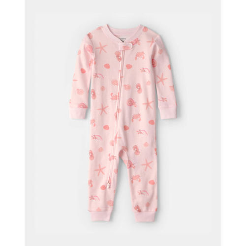 Baby Girl Seashell 100% Cotton Snug Fit 1-Piece Pajama - Pink | Carter's