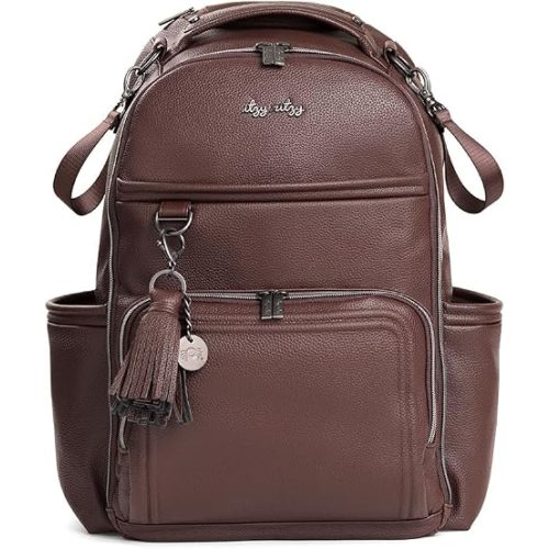 Itzy Ritzy Diaper Bag Backpack – Large Capacity Boss Plus Baby Backpack Diaper Bag Featuring 19 Pockets, Changing Pad, Stroller Clips, and Comfortable Straps (Espresso)