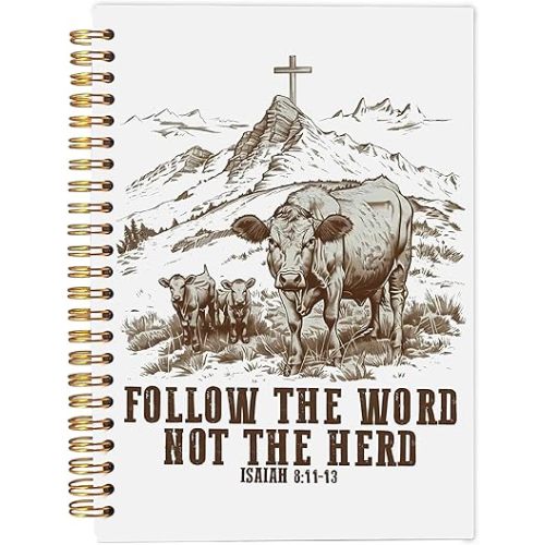 Christian Notebook Journal, Cow Notebook, Christian Gifts for Women, Bible Journal Notebooks for Note Taking, Bible Journaling Notebook, Prayer Notebook, Spiral Notebook 5.5x8.3 Inches