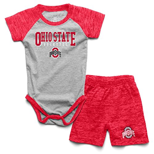 Wes and Willy Baby College Sports Fan Outfit One Piece Snap Suit and Short Set Cloudy Yarn Pattern