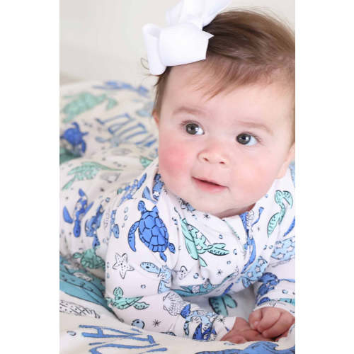 Sea Turtle Splash Zipper Footie