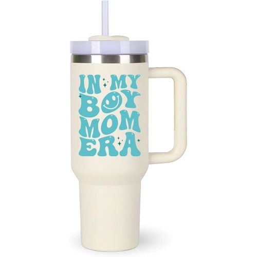 Boy Mom Cup Tumblers Gifts.40oz In My Boy Mom Era Tumbler with Handle.40oz Birthday Christmas Mothers Day Gifts for boy mom.