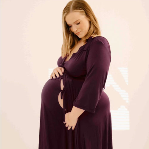Lila Labor & Postpartum Gown in Plum