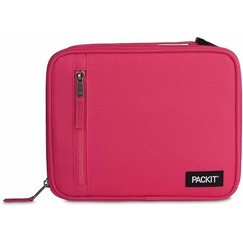 PackIt(R) Freezable Classic Lunch Box, Magenta, Built with EcoFreeze(R) Technology, Collapsible, Reusable, Zip Closure With Zip Front Pocket and Buckle Handle, Designed for Fresh Lunch On the Go