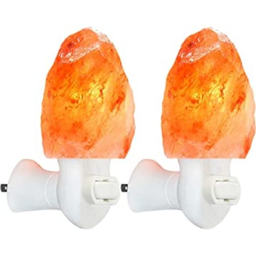 Spantik 2 Pack Himalayan Salt lamp Night Light Salt Rock Hand Carved Natural Pink Himalayan Salt Lamps for bedrooms Night Light Plug in Wall Light Bulb for Home Decor