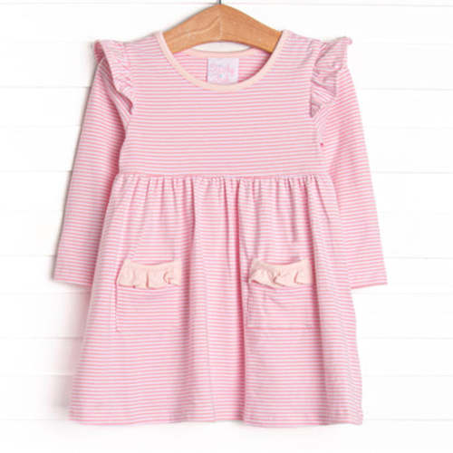 Everly Long Sleeve Dress, Light Pink Stripe – Stitchy Fish