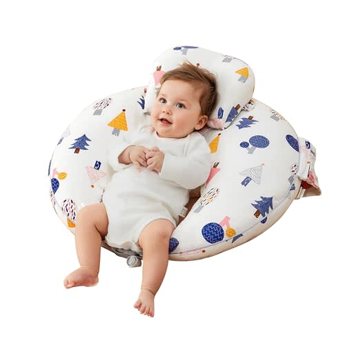 CrystCare Nursing Pillow for Breastfeeding & Bottle Feeding –Breastfeeding Pillow with Adjustable Waist Strap, Feeding Pillow for Tummy Time,Removable Cotton Cover for Mom Comfort (Forest)