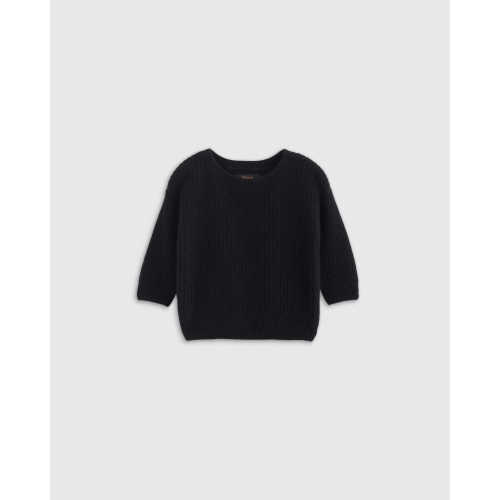 Mongolian Cashmere Fisherman Tunic Sweater - Baby in Black