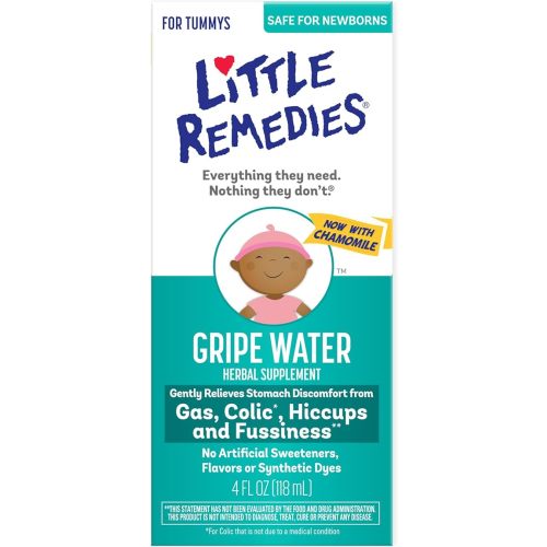Little Remedies Gripe Water for Babies, With Chamomile, for Baby Gas Relief, No Alcohol or Artificial Dyes, 4 Fl Oz