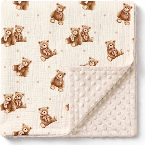 GLLQUEN BABY Muslin Baby Blankets for Boys & Girls, 2-Layer Toddler Blanket