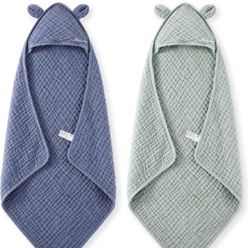 Amazon.com: Momcozy 6-Layer Muslin Cotton Baby Towels with Hood, 32x32 Inch, Blue