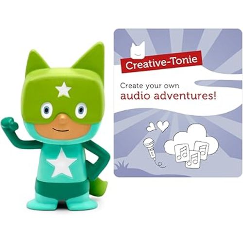 Tonies Superhero Creative Toy Figurine - Record and Upload up to 90 Minutes of Your Own Stories and Songs - Turquoise/Green