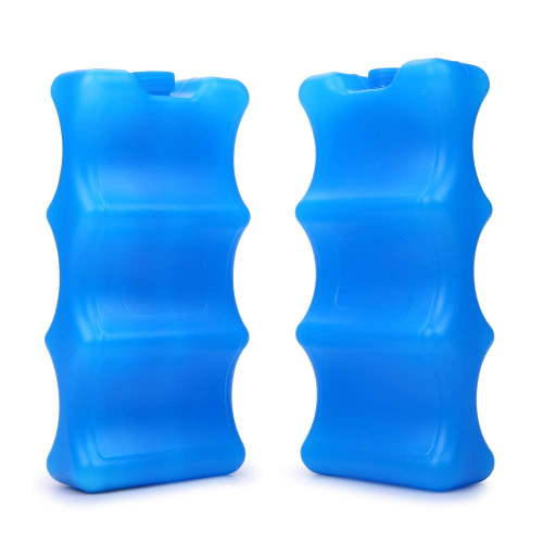 2 Pack Ice Packs for Lunch Boxes, Breastmilk Bottle Storage, Insulated Bags, Contoured Freezer Packs, Long Lasting Reusable Cool Packs for Canned Beer Soda, Camping Beach Picnic, Blue