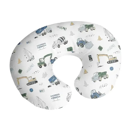 Sweet Jojo Designs Construction Truck Boy Nursing Pillow Cover Baby Breastfeeding Slipcover Infant Newborn Nursery Bottle Breast Feeding Pillowcase(Pillow NOT Included)- Grey Blue Green Transportation
