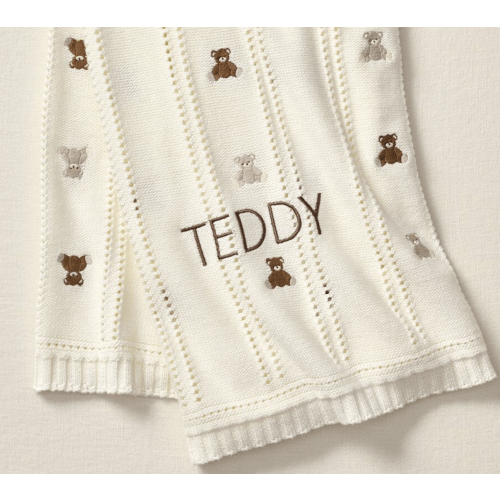 Teddy Bear Pointelle Baby Blanket | Pottery Barn Kids Australia