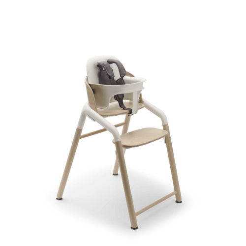 Bugaboo Giraffe High Chair, Neutral Wood/White, w/ White Baby Set