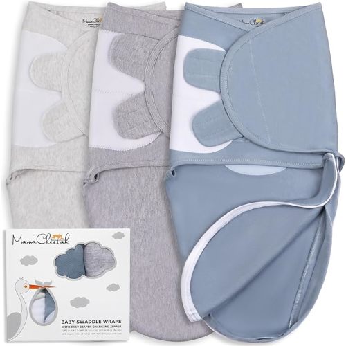 Mama Cheetah Baby Swaddle Blanket with Zipper, Newborn Swaddle Sack, Baby Swaddles Sleep Sack 0-3 Months, Baby Swaddle Wrap for Baby Boy & Girl, 3-Pack