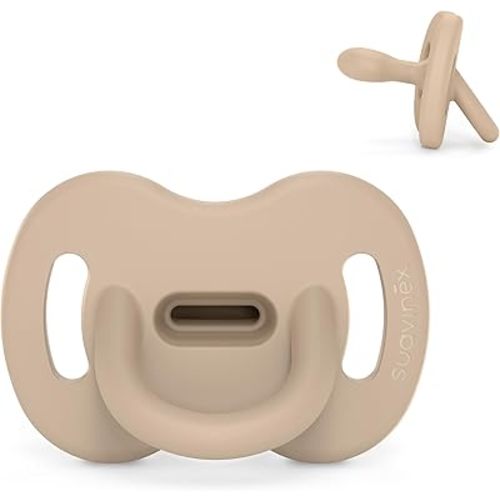 Color Essence SX PRO Silicone Baby Pacifier 1Pk, Made with 100% Soft Silicone, Baby Essentials Perfect for Breastfeeding Babies, Designed in Spain, 6-18 Mths, Irish Cream