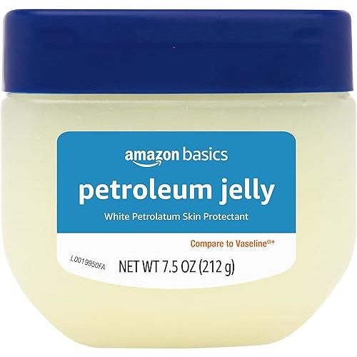 Amazon Basics Petroleum Jelly White Petrolatum Skin Protectant, Unscented, 7.5 Ounce, Pack of 1
