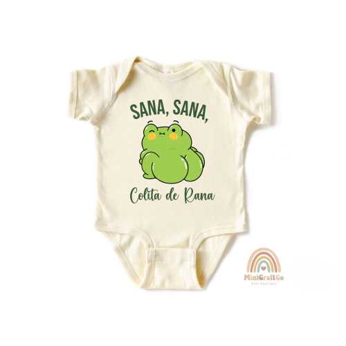 Cute Frog Baby Onesies®, Brand Sana Sana Colita de Rana Baby Bodysuit, Baby Shower Gift, Spanish Newborn Infant Outfit for Latina Kids Tee