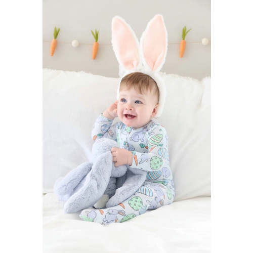 Hoppy Spring Zipper Footie | Blue