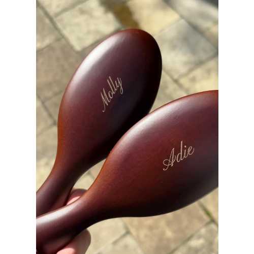 Personalized Engraved Wooden Hairbrush • Custom Name Brush, Boar Bristle, Self Care & Bridesmaid gift