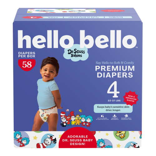 Hello Bello Dr. Seuss Babies Premium Diapers Club Box, Size 4, 58 Count (Select for More Options)