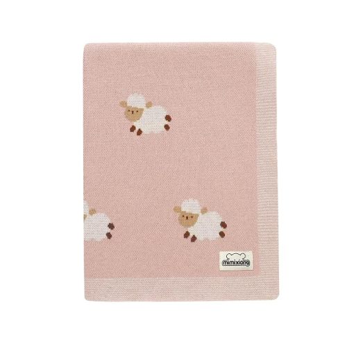 Baby Blanket Knit Receiving Boys Girls Cute Sheep Blanket | Soft Cotton Neutral Blanke for Swaddle Crib Stroller 30x40 Inch LightPink
