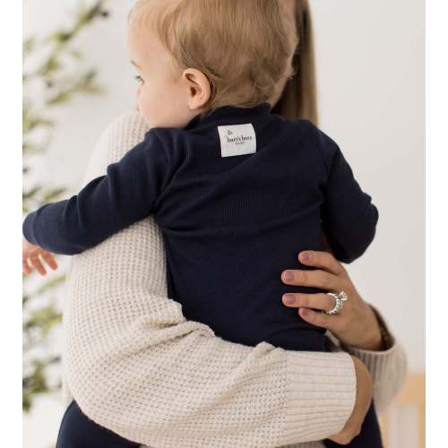 Solid Rib Organic Cotton Sleep & Play - Midnight – 0-3 months