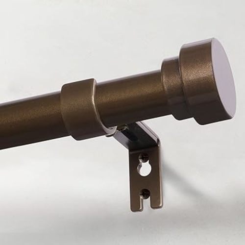 Heavy Duty Curtain Rods for Windows 48 to 84 Inch, 1 Inch Bronze Window Curtain Rod for Bedroom, Living Room, Outdoor, Adjustable Easy Install Curtains Rods, Modern Elegant(A1,Bronze,30"-90")