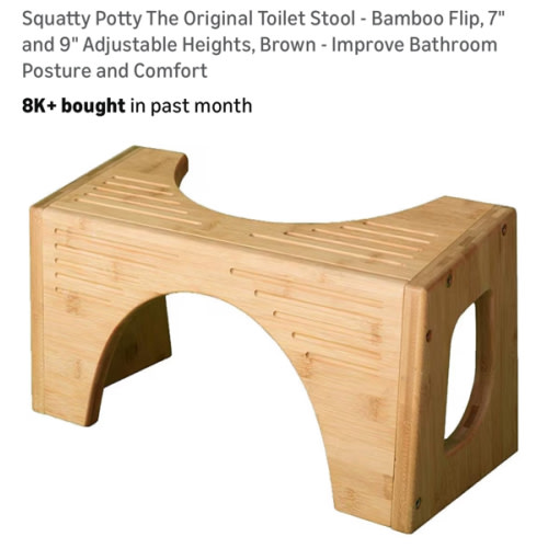 Squatty Potty The Original Toilet Stool - Bamboo Flip, 7" and 9" Adjustable Heights, Brown - Improve Bathroom Posture and Comfort
