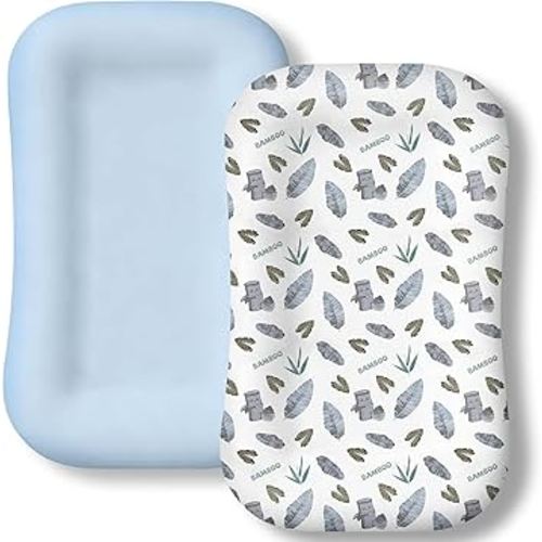 Baby Lounger Cover 2 Pack - Silky Soft Bamboo Viscose Infant Lounger Cover, Breathable & Moisture-Wicking Newborn Lounger Slipcover for Baby Boys Girls, Fits Azopesy& Most Loungers, Gray