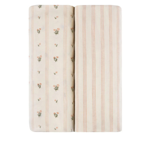 Linear Floral Crib Sheet Set Crib Sheet Set – Ely's & Co.