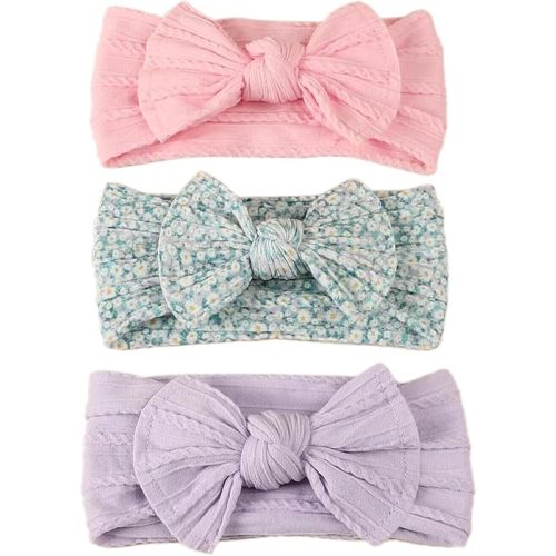 Amazon.com: XuoAz Baby Girls Bow Flora Headband Baby Turban Knotted Elastic Headwrap for Newborn Infant Toddler Hair Accessories : Baby