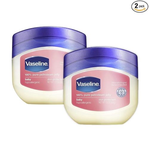 Vaseline, 100% Pure Petroleum Jelly Baby, Dermatologist Recommended, Hypoallergenic, Skin Protectant, Treat & Prevent Diaper Rash and Chafed Skin, Seals out Wetness, 2 pack -13 oz ea