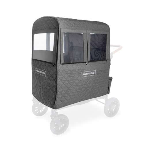 WonderFold Stroller Cover - Cold Weather Shield with Breathable Cationic Fabric - Cozy Cotton Fiber Lining - Hook & Loop Window Openings - Fits W4 Elite/Luxe