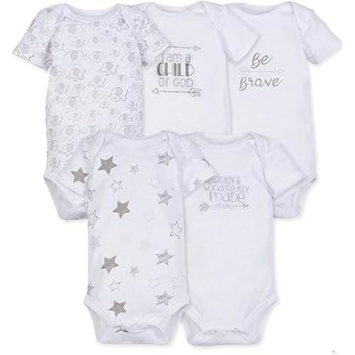 Miracle Blanket 5-Pack Outfit Set for Baby Boy, Girl, or Gender Neutral - Solid Color Bodysuit Pack for Infants and Newborns (Unisex Grey, 3-6 Months)