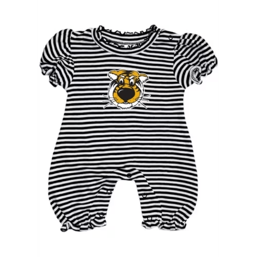 Missouri Tigers BLACK Baby Stripe Puff Sleeve Romper - 35010025